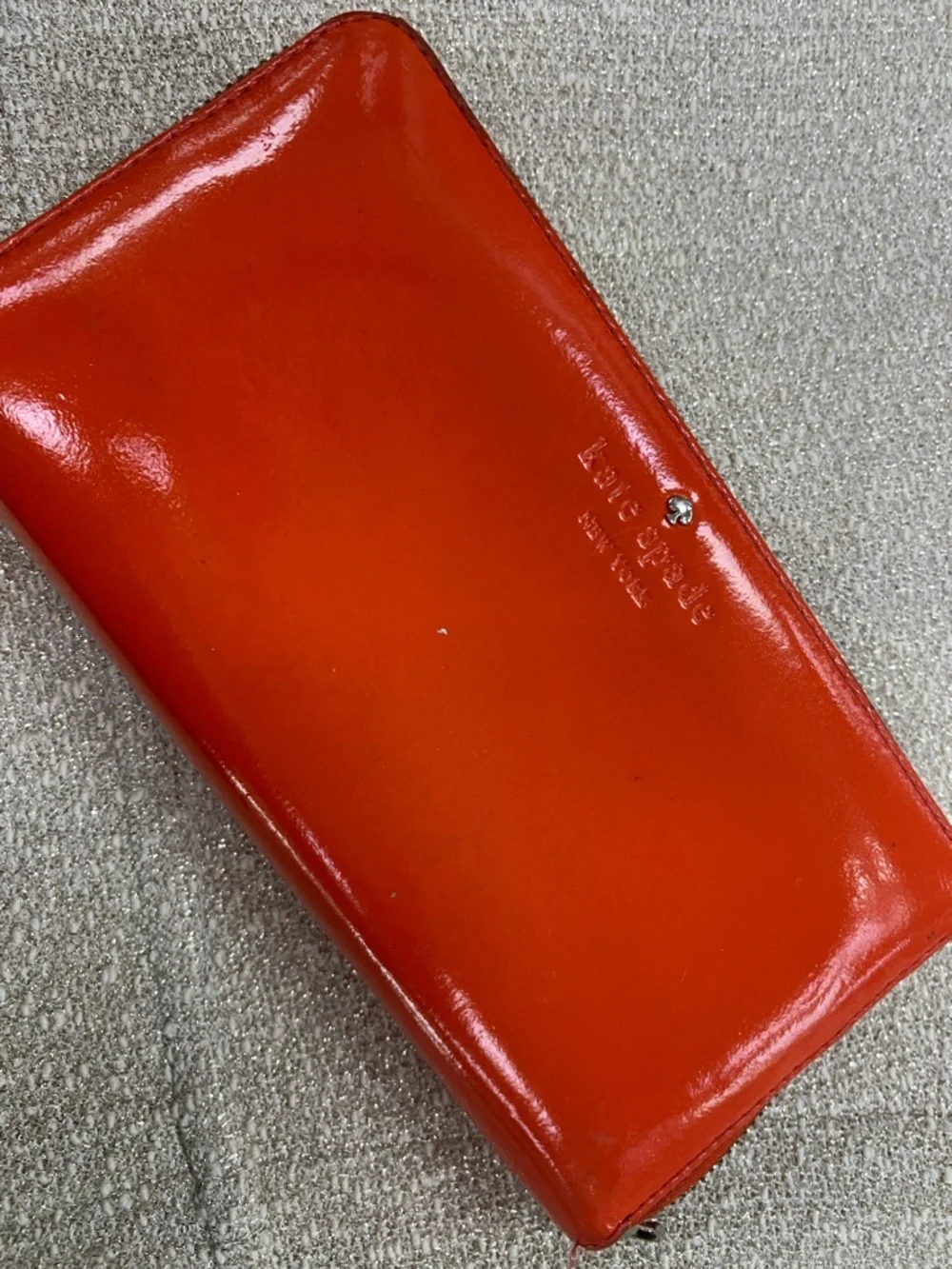 kate spade Patent Orange Zip Phone Wallet